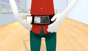 測定ベルトにスマートフォンを入れる